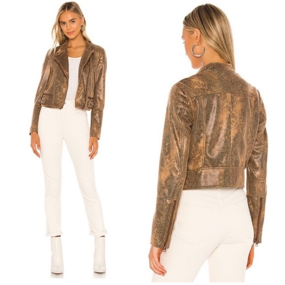 Fenix Snake Embossed Faux Leather Moto Jacket - Picture 2 of 14